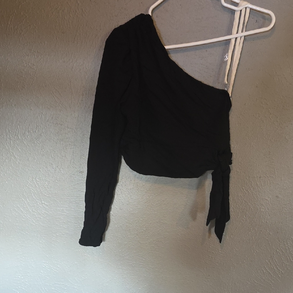 FP Movement by Free People Black One-Shoulder Blouse